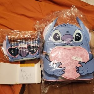 LOUNGEFLY STITCH HEART BACKPACK AND WALLET
